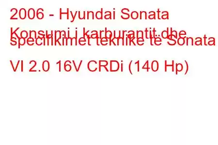 2006 - Hyundai Sonata
Konsumi i karburantit dhe specifikimet teknike të Sonata VI 2.0 16V CRDi (140 Hp)