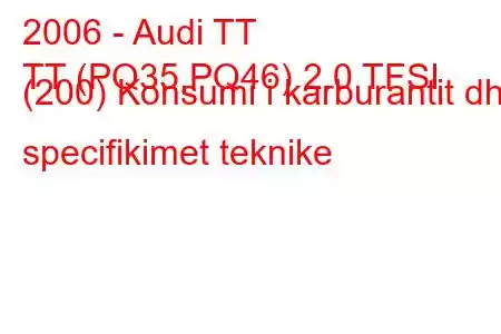 2006 - Audi TT
TT (PQ35,PQ46) 2.0 TFSI (200) Konsumi i karburantit dhe specifikimet teknike