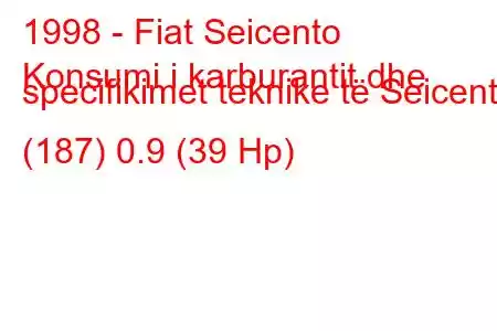 1998 - Fiat Seicento
Konsumi i karburantit dhe specifikimet teknike të Seicento (187) 0.9 (39 Hp)