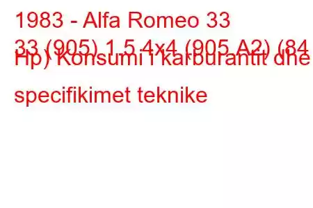 1983 - Alfa Romeo 33
33 (905) 1.5 4x4 (905.A2) (84 Hp) Konsumi i karburantit dhe specifikimet teknike