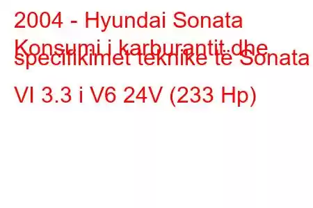 2004 - Hyundai Sonata
Konsumi i karburantit dhe specifikimet teknike të Sonata VI 3.3 i V6 24V (233 Hp)