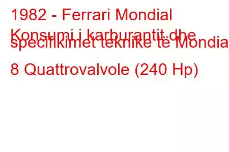 1982 - Ferrari Mondial
Konsumi i karburantit dhe specifikimet teknike të Mondial 8 Quattrovalvole (240 Hp)