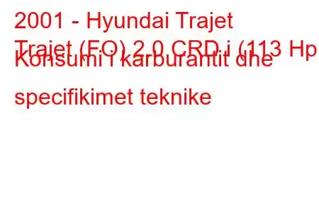 2001 - Hyundai Trajet
Trajet (FO) 2.0 CRD i (113 Hp) Konsumi i karburantit dhe specifikimet teknike