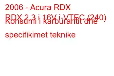 2006 - Acura RDX
RDX 2.3 i 16V i-VTEC (240) Konsumi i karburantit dhe specifikimet teknike