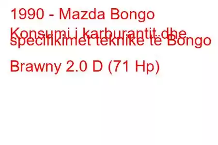 1990 - Mazda Bongo
Konsumi i karburantit dhe specifikimet teknike të Bongo Brawny 2.0 D (71 Hp)