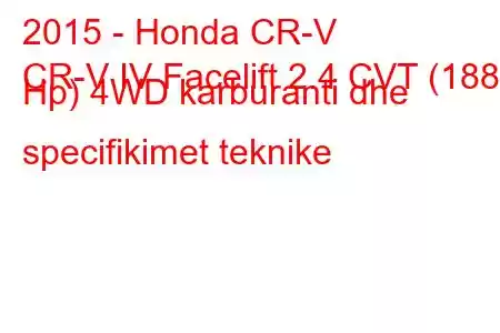 2015 - Honda CR-V
CR-V IV Facelift 2.4 CVT (188 Hp) 4WD karburanti dhe specifikimet teknike