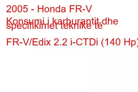 2005 - Honda FR-V
Konsumi i karburantit dhe specifikimet teknike të FR-V/Edix 2.2 i-CTDi (140 Hp)