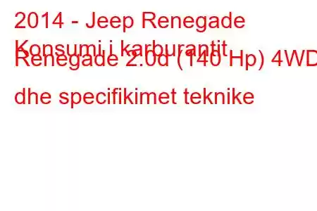 2014 - Jeep Renegade
Konsumi i karburantit Renegade 2.0d (140 Hp) 4WD dhe specifikimet teknike