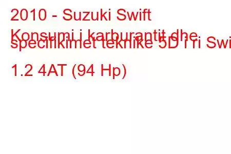 2010 - Suzuki Swift
Konsumi i karburantit dhe specifikimet teknike 5D i ri Swift 1.2 4AT (94 Hp)