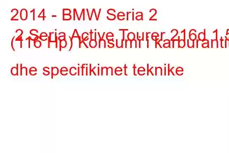 2014 - BMW Seria 2 2 Seria Active Tourer 216d 1.5 (116 Hp) Konsumi i karburantit dhe specifikimet teknike