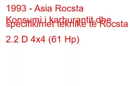 1993 - Asia Rocsta
Konsumi i karburantit dhe specifikimet teknike të Rocsta 2.2 D 4x4 (61 Hp)