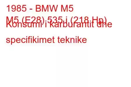 1985 - BMW M5
M5 (E28) 535 i (218 Hp) Konsumi i karburantit dhe specifikimet teknike