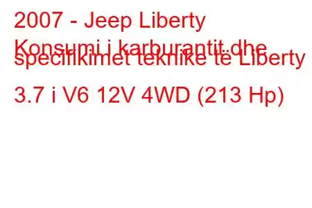 2007 - Jeep Liberty
Konsumi i karburantit dhe specifikimet teknike të Liberty II 3.7 i V6 12V 4WD (213 Hp)