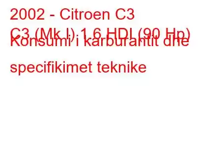 2002 - Citroen C3
C3 (Mk I) 1.6 HDI (90 Hp) Konsumi i karburantit dhe specifikimet teknike