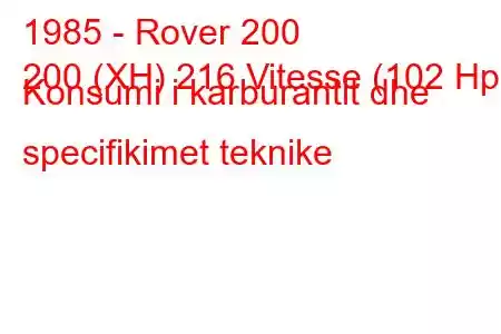 1985 - Rover 200
200 (XH) 216 Vitesse (102 Hp) Konsumi i karburantit dhe specifikimet teknike