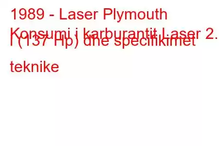 1989 - Laser Plymouth
Konsumi i karburantit Laser 2.0 i (137 Hp) dhe specifikimet teknike