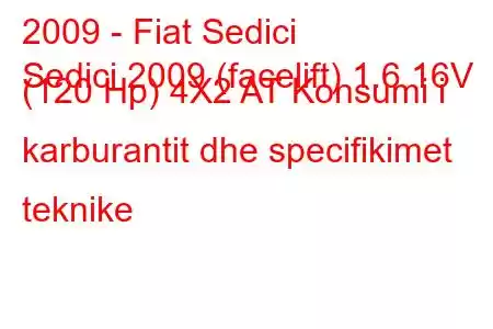 2009 - Fiat Sedici
Sedici 2009 (facelift) 1.6 16V (120 Hp) 4X2 AT Konsumi i karburantit dhe specifikimet teknike