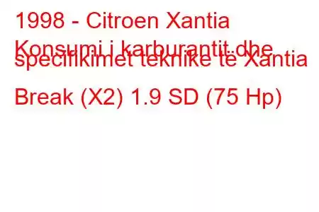 1998 - Citroen Xantia
Konsumi i karburantit dhe specifikimet teknike të Xantia Break (X2) 1.9 SD (75 Hp)