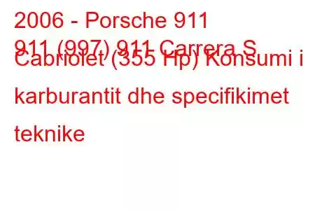 2006 - Porsche 911
911 (997) 911 Carrera S Cabriolet (355 Hp) Konsumi i karburantit dhe specifikimet teknike