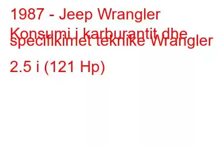 1987 - Jeep Wrangler
Konsumi i karburantit dhe specifikimet teknike Wrangler I 2.5 i (121 Hp)