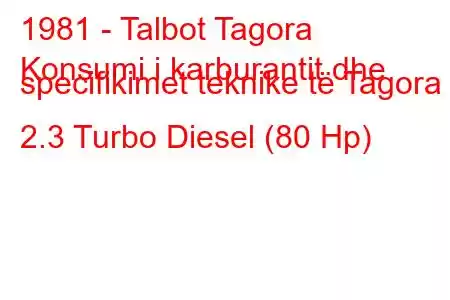 1981 - Talbot Tagora
Konsumi i karburantit dhe specifikimet teknike të Tagora 2.3 Turbo Diesel (80 Hp)