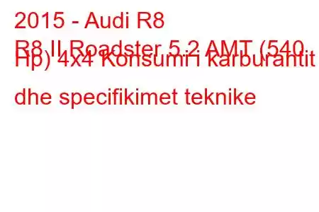 2015 - Audi R8
R8 II Roadster 5.2 AMT (540 Hp) 4x4 Konsumi i karburantit dhe specifikimet teknike