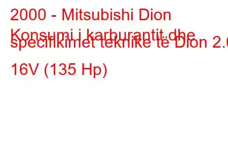 2000 - Mitsubishi Dion
Konsumi i karburantit dhe specifikimet teknike të Dion 2.0 16V (135 Hp)