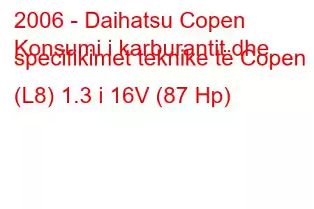 2006 - Daihatsu Copen
Konsumi i karburantit dhe specifikimet teknike të Copen (L8) 1.3 i 16V (87 Hp)