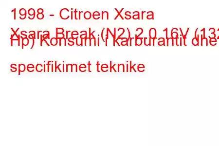 1998 - Citroen Xsara
Xsara Break (N2) 2.0 16V (132 Hp) Konsumi i karburantit dhe specifikimet teknike