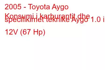 2005 - Toyota Aygo
Konsumi i karburantit dhe specifikimet teknike Aygo 1.0 i 12V (67 Hp)