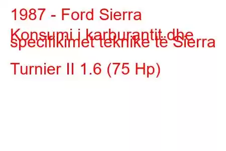 1987 - Ford Sierra
Konsumi i karburantit dhe specifikimet teknike të Sierra Turnier II 1.6 (75 Hp)