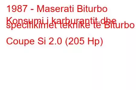 1987 - Maserati Biturbo
Konsumi i karburantit dhe specifikimet teknike të Biturbo Coupe Si 2.0 (205 Hp)