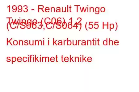 1993 - Renault Twingo
Twingo (C06) 1.2 (C/S063,C/S064) (55 Hp) Konsumi i karburantit dhe specifikimet teknike