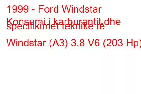 1999 - Ford Windstar
Konsumi i karburantit dhe specifikimet teknike të Windstar (A3) 3.8 V6 (203 Hp)