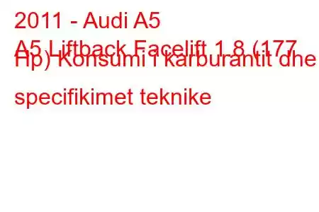 2011 - Audi A5
A5 Liftback Facelift 1.8 (177 Hp) Konsumi i karburantit dhe specifikimet teknike