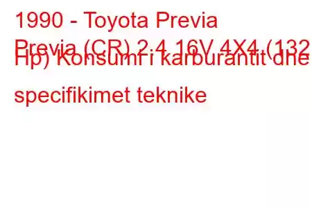 1990 - Toyota Previa
Previa (CR) 2.4 16V 4X4 (132 Hp) Konsumi i karburantit dhe specifikimet teknike