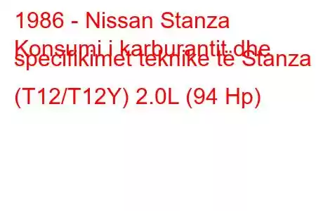 1986 - Nissan Stanza
Konsumi i karburantit dhe specifikimet teknike të Stanza (T12/T12Y) 2.0L (94 Hp)