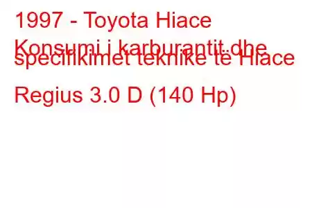 1997 - Toyota Hiace
Konsumi i karburantit dhe specifikimet teknike të Hiace Regius 3.0 D (140 Hp)