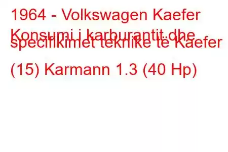 1964 - Volkswagen Kaefer
Konsumi i karburantit dhe specifikimet teknike të Kaefer (15) Karmann 1.3 (40 Hp)