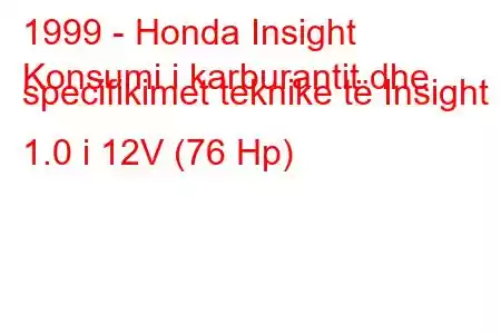 1999 - Honda Insight
Konsumi i karburantit dhe specifikimet teknike të Insight 1.0 i 12V (76 Hp)