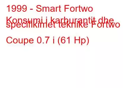 1999 - Smart Fortwo
Konsumi i karburantit dhe specifikimet teknike Fortwo Coupe 0.7 i (61 Hp)