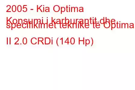 2005 - Kia Optima
Konsumi i karburantit dhe specifikimet teknike të Optima II 2.0 CRDi (140 Hp)