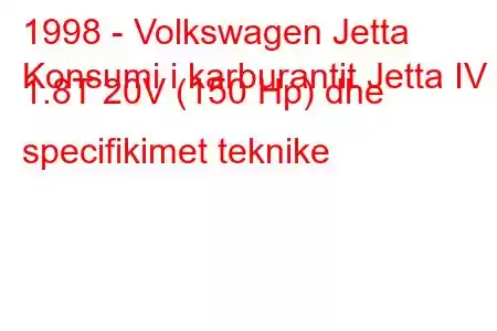 1998 - Volkswagen Jetta
Konsumi i karburantit Jetta IV 1.8T 20V (150 Hp) dhe specifikimet teknike