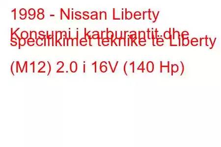 1998 - Nissan Liberty
Konsumi i karburantit dhe specifikimet teknike të Liberty (M12) 2.0 i 16V (140 Hp)