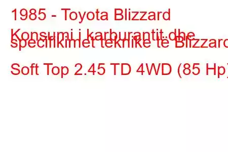 1985 - Toyota Blizzard
Konsumi i karburantit dhe specifikimet teknike të Blizzard Soft Top 2.45 TD 4WD (85 Hp)