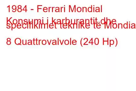 1984 - Ferrari Mondial
Konsumi i karburantit dhe specifikimet teknike të Mondial 8 Quattrovalvole (240 Hp)