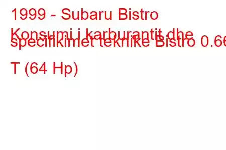 1999 - Subaru Bistro
Konsumi i karburantit dhe specifikimet teknike Bistro 0.66 T (64 Hp)