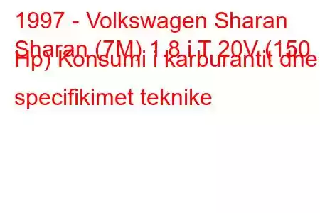 1997 - Volkswagen Sharan
Sharan (7M) 1.8 i T 20V (150 Hp) Konsumi i karburantit dhe specifikimet teknike