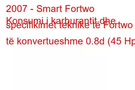 2007 - Smart Fortwo
Konsumi i karburantit dhe specifikimet teknike të Fortwo II të konvertueshme 0.8d (45 Hp)