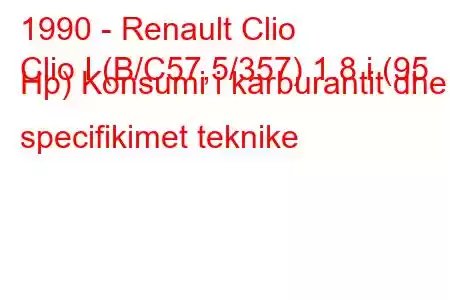 1990 - Renault Clio
Clio I (B/C57,5/357) 1.8 i (95 Hp) Konsumi i karburantit dhe specifikimet teknike